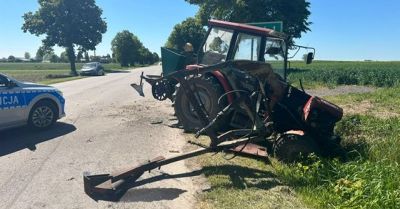Zderzenie ciągnika rolniczego z BMW